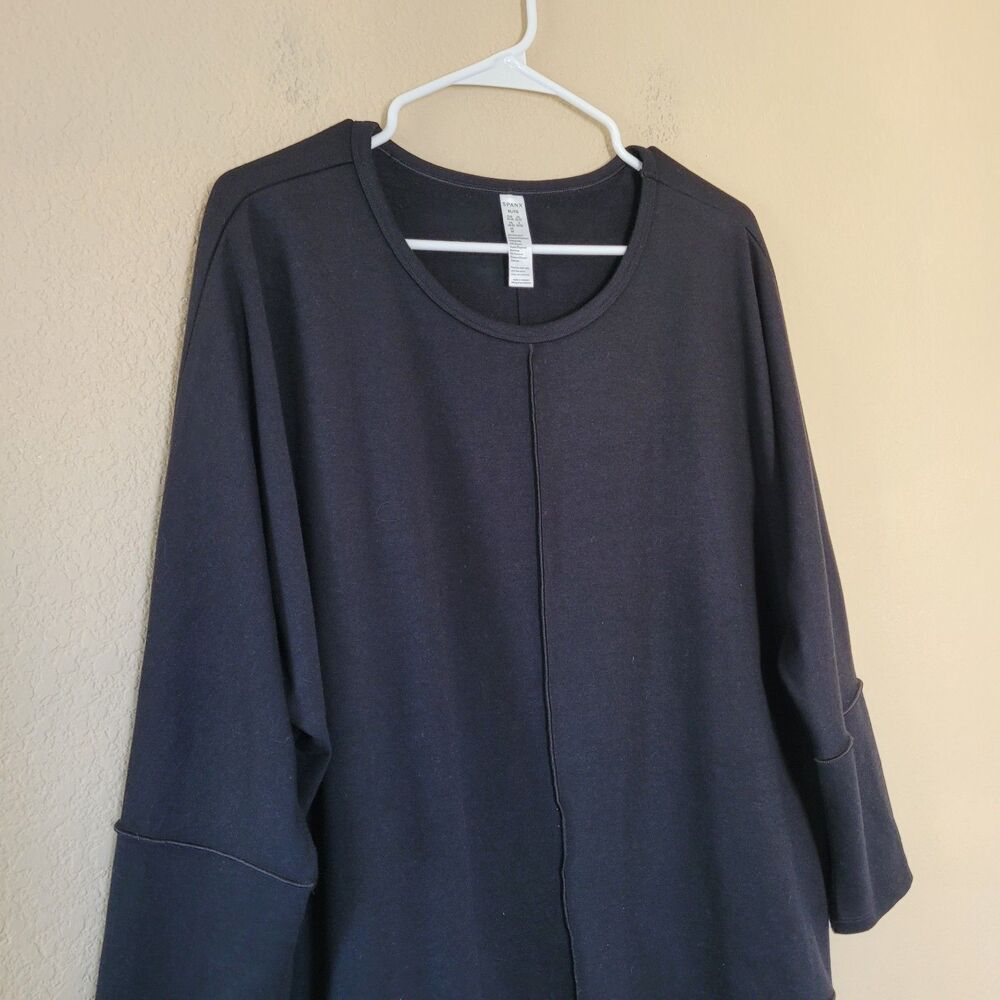 Spanx Perfect Length Dolman 3/4 Sleeve Soft Pullover Top Sweatshirt Black Xlarge - Picture 2 of 8